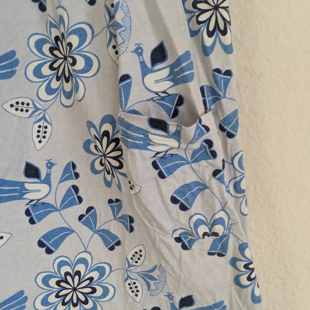 Tea Collection Mighty Mini Flocks & Florals Blue Sleeveless Dress Girls Sz 5